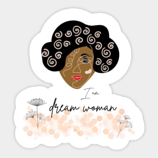 portrait of afroamerican woman with black curly hair Sticker